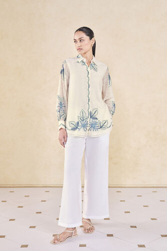 Ebonique Hand-embroidered SEWA Mul Top - Ivory, Ivory, image 1